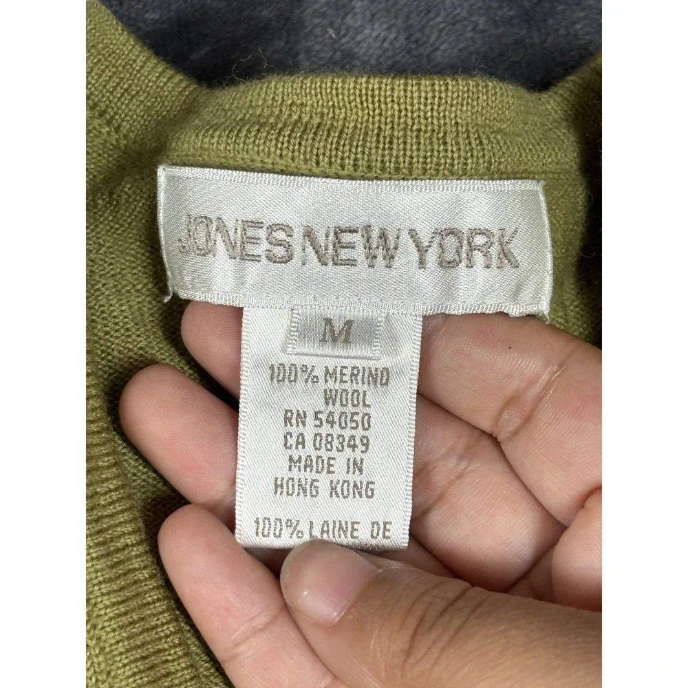 Womens Soft 100% Merino Wool Caramel Brown Sweater Cardigan Jones New York Med‎
